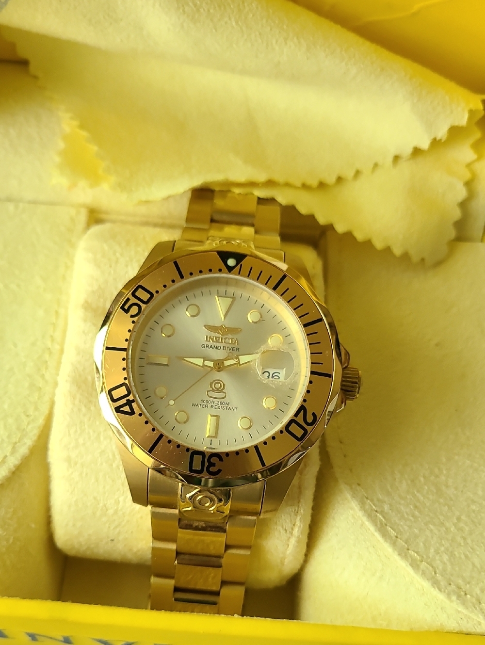 Invicta Gold-Tone Men's Grand Diver Watch with White Dial